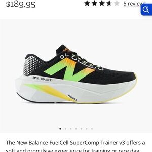 New Balance FuelCell SuperComp Trainer v3 Black/Phantom women’s sz 7